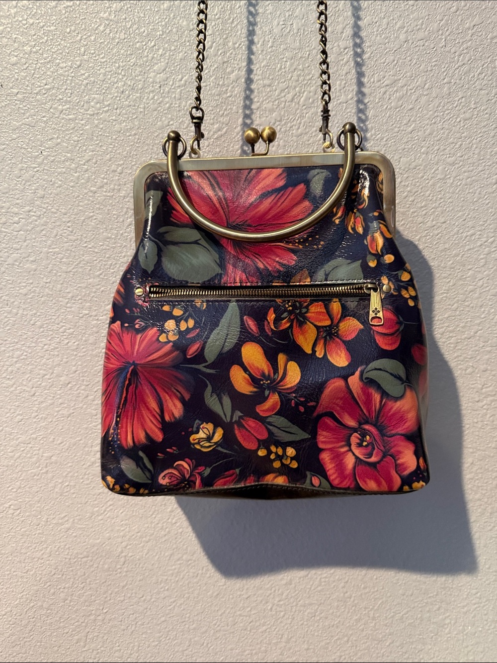 Floral Frame-Top Crossbody Bag in Black and Red-Patricia Nash- NEW